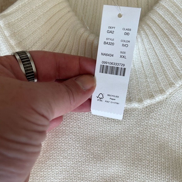 NWT Jcrew ivory Cotton Cashmere patch pocket mock turtleneck - Picture 4 of 4